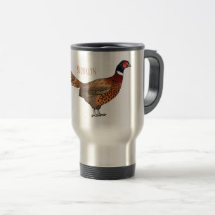 Mug De Voyage Illustration d'oiseau faisan à cou circulaire