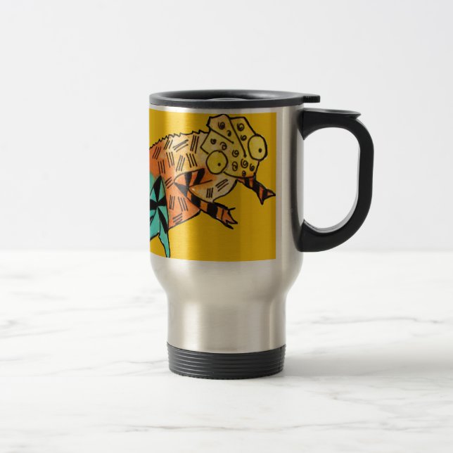 Mug De Voyage Illustration du gribouillage d'art du chameleon ja (Droit)