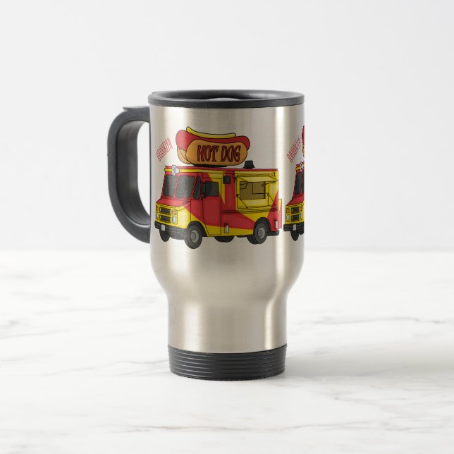Mug De Voyage Illustration d'un camion de nourriture pour chien  (Devant gauche)