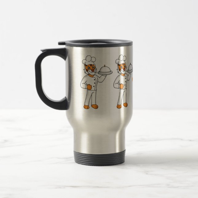 Mug De Voyage Illustration d'un chef tigre drôle et mignon (Gauche)
