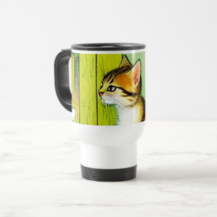 Mug De Voyage Illustration vintage Tabby Cat