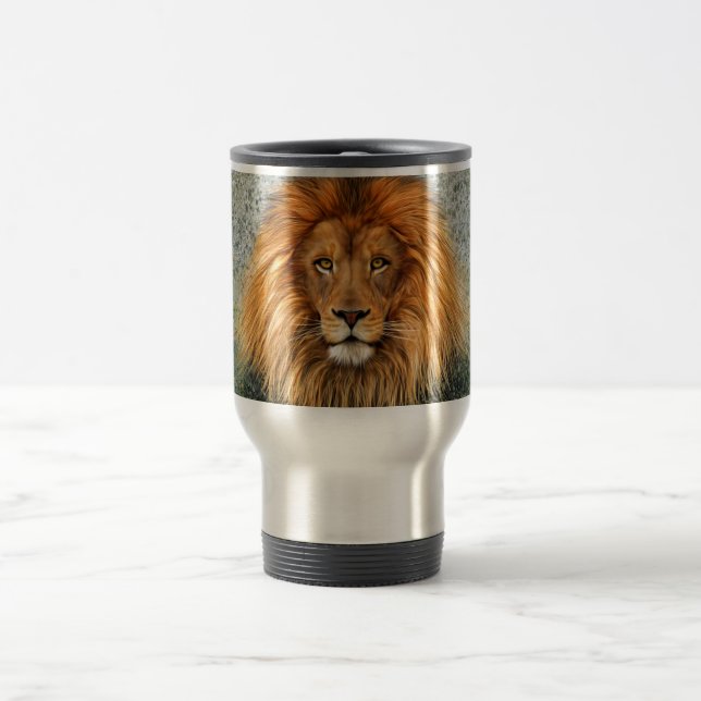 Mug De Voyage Image d'art de peinture de photographie de lion (Centre)
