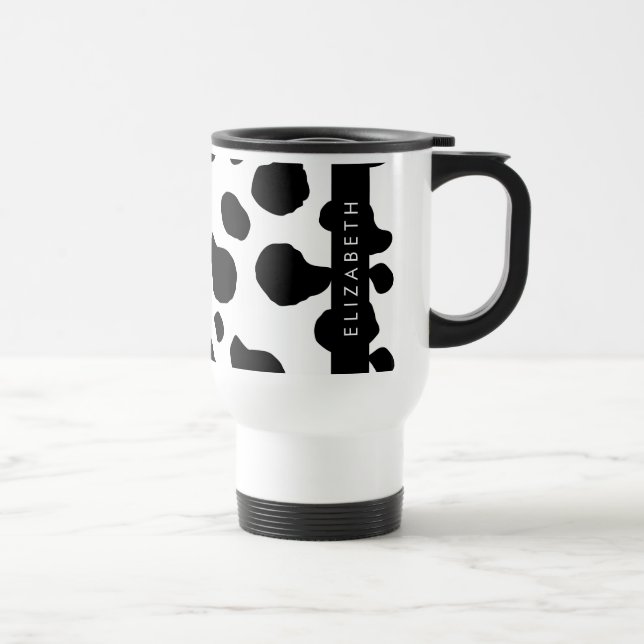Mug De Voyage Impression De Vache, Spots De Vache, Noir Et Blanc (Droite)