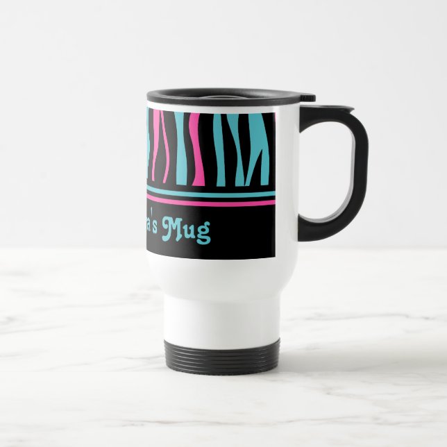 Mug De Voyage Impression zèbre mignon punk en rose chaud, noir e (Droite)