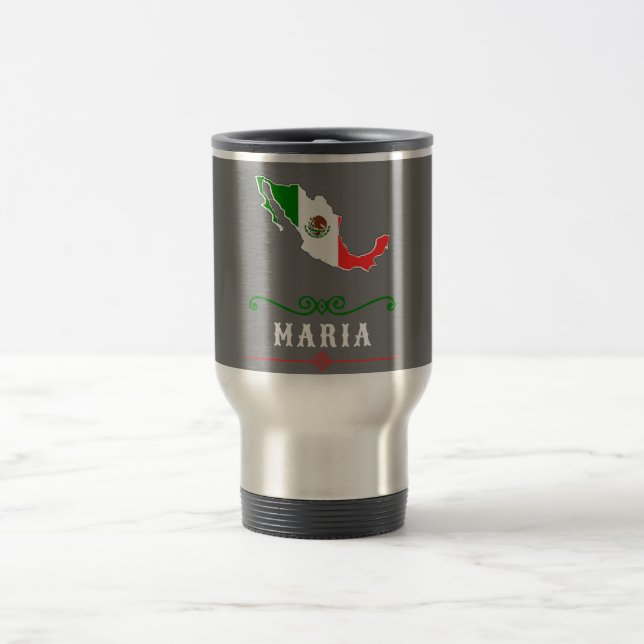 Mug De Voyage Indicateur Mexique avec votre nom (Centre)