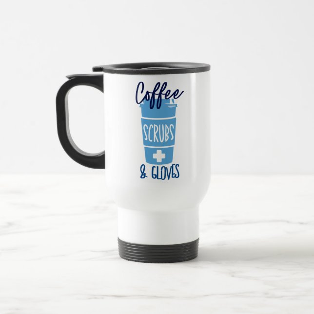 Mug De Voyage Infirmière Coffee Scrubs et Gants (Gauche)