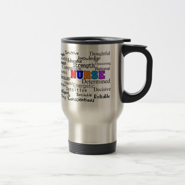 Mug De Voyage Infirmière décrivant des cadeaux de mots (Droit)