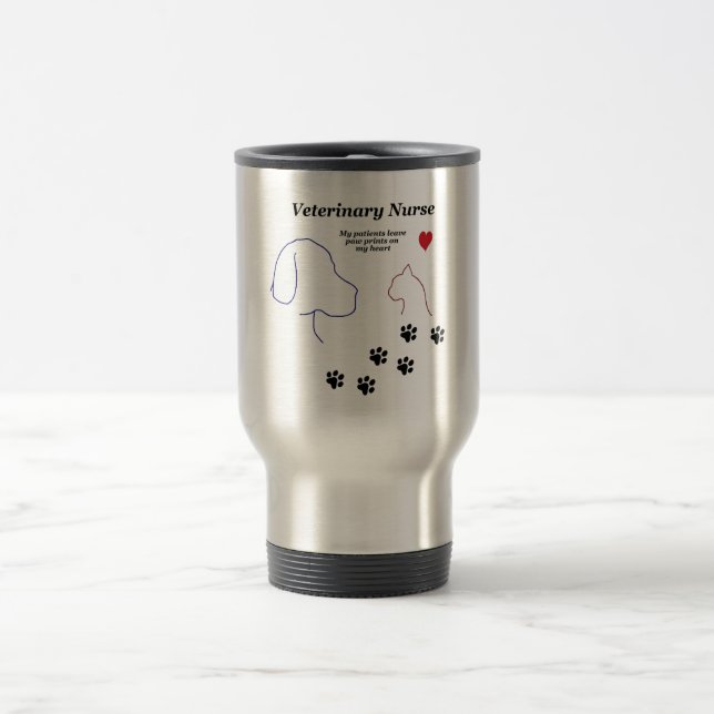 Mug De Voyage Infirmière vétérinaire - empreintes de pattes sur (Centre)