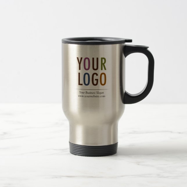 Mug de voyage inoxydable avec logo de l'entreprise (Droit)