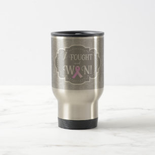 Mug De Voyage J'ai combattu et gagné   Survivant du cancer du se