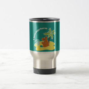 Mug De Voyage J'aime l'art de plage tropical des capybaras