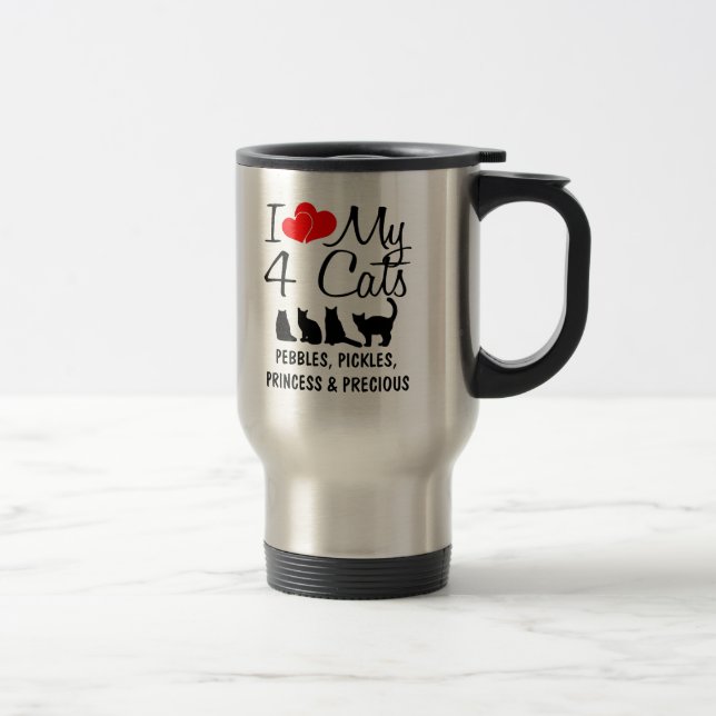 Mug De Voyage J'aime mes quatre chats (Droit)
