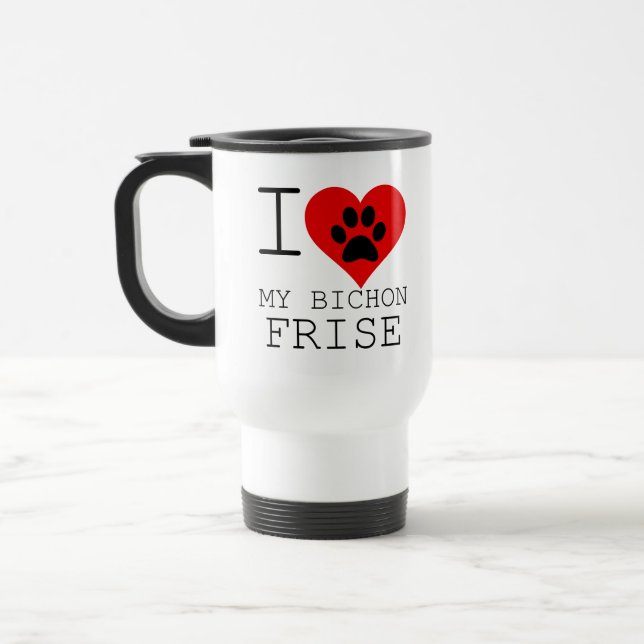 Mug De Voyage J'aime mon Bichon Frise (Gauche)