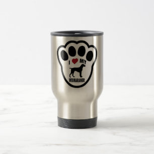 Mug De Voyage J'aime mon empreinte de patte de Weimaraner