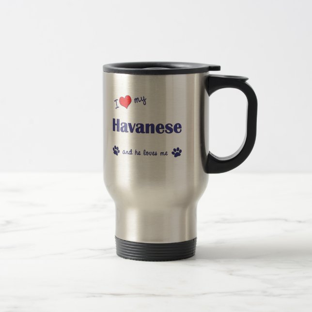 Mug De Voyage J'aime mon Havanese (le chien masculin) (Droit)