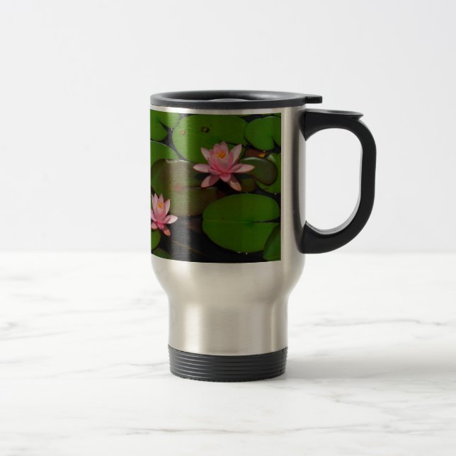 Mug De Voyage Jardin de fleurs de laine d'eau de lotus rose, (Droit)