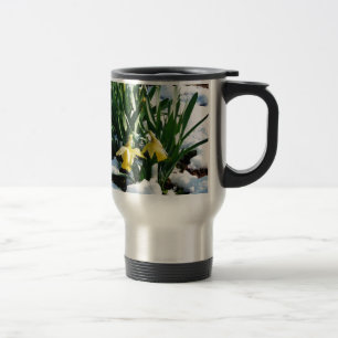 Mug De Voyage Jaune Daffodils fleurs dans la neige
