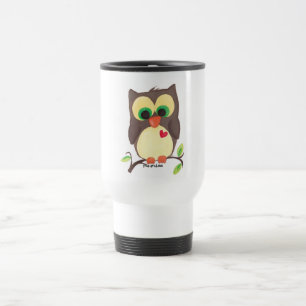Mug De Voyage "Je porte mon coeur café sur mon hibou" pour alle