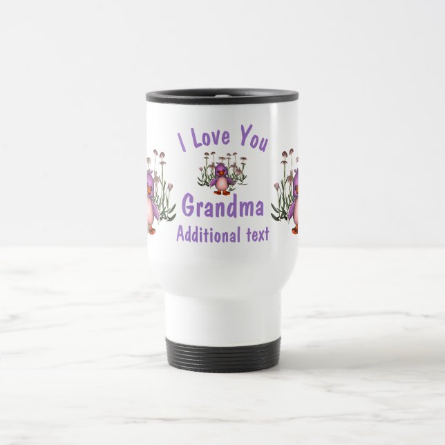 Mug De Voyage Je T'Aime Grand-Mère Mignonne Fleurs d'Oiseaux Per (Centre)