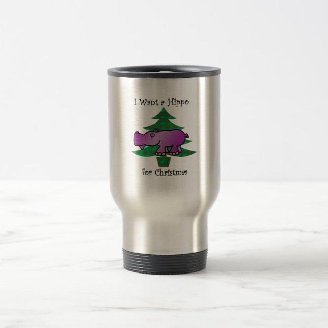 Mug De Voyage Je veux un hippopotame pour Noël (Centre)