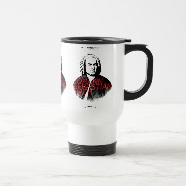 Mug De Voyage Johann Sebastian Bach portrait et lettres rouges (Droite)