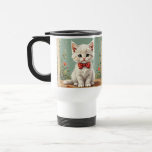 Mug De Voyage Joli chat blanc adorable avec noeud papillon