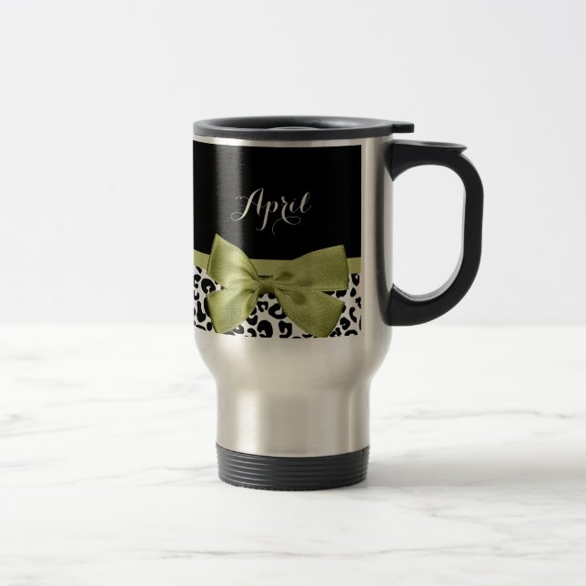 Mug De Voyage Joli mât vert de printemps Empreinte de léopard po (Droit)