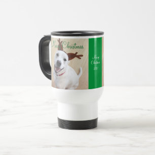 Mug De Voyage Joli sourire blanc renne chien de Noël Vert