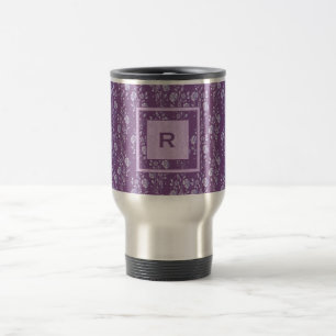 Mug De Voyage Joli violet et Lilac Joli monogramme floral
