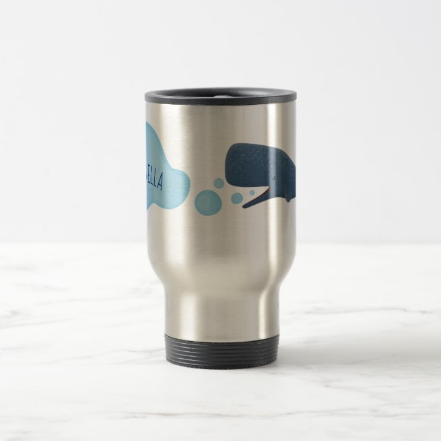 Mug De Voyage Jolie baleine à sperme soufflant bulles dessin (Centre)