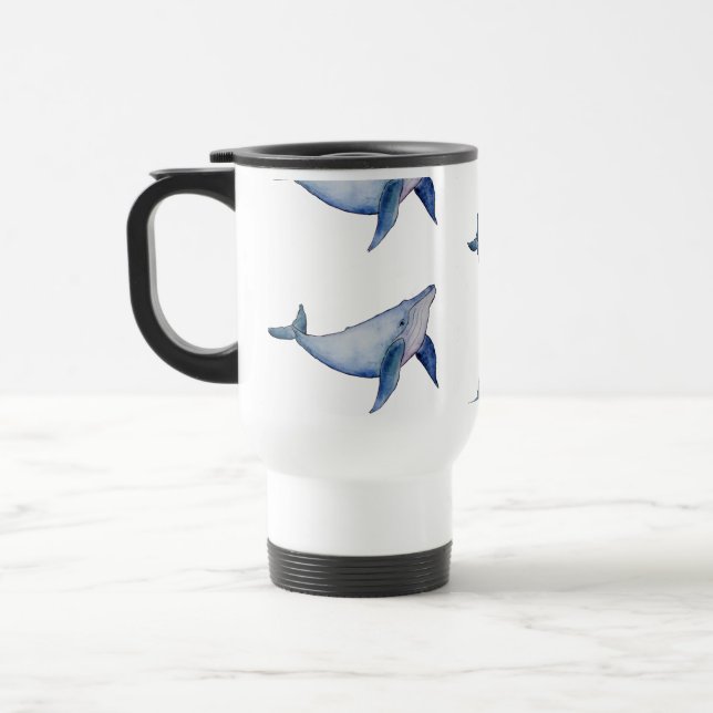 Mug De Voyage Jolie baleine d'aquarelle Coupe de café réutilisab (Gauche)