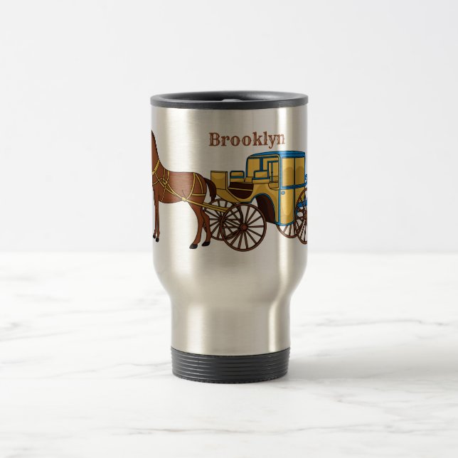 Mug De Voyage Jolie illustration de cheval et de calèche royale (Centre)
