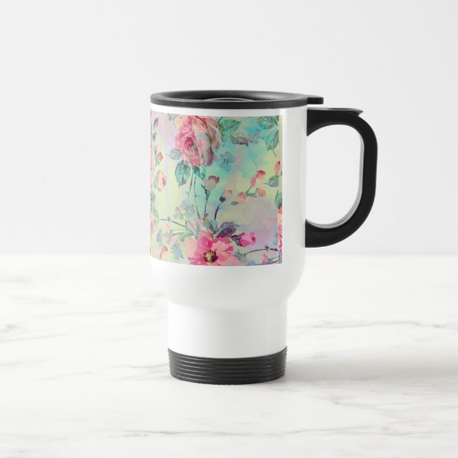 Mug De Voyage Jolie peinture rose florale (Droite)