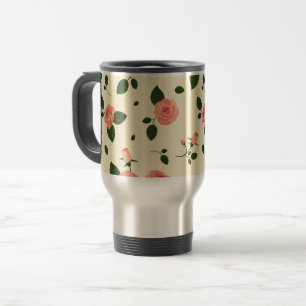 Mug De Voyage Jolies Roses Roses Pastel Foncé Motif