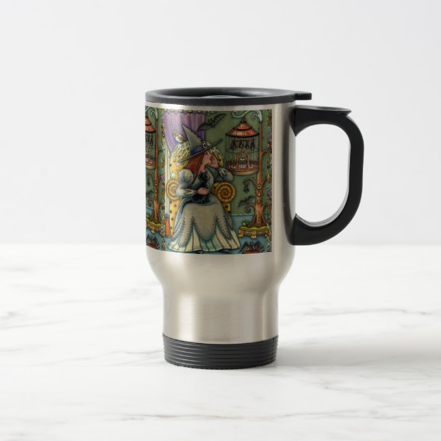 MUG DE VOYAGE JOLIMENT WITCH, CHAT & SES ANIMAUX, CAGE DE MAIN,  (Droit)