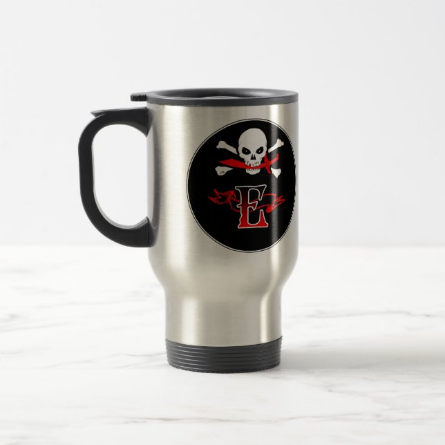 Mug De Voyage Jolly roger E Monogramme initial (Gauche)
