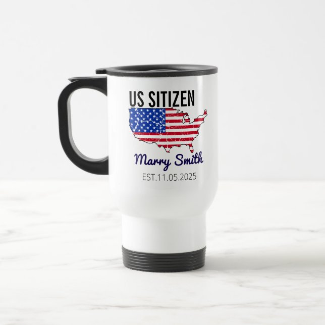 Mug De Voyage Jour de la citoyenneté américaine - Fière d'être u (Gauche)