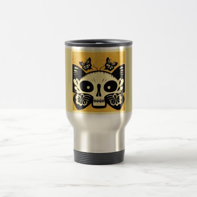 Mug De Voyage Jour des papillons morts Woodcut 1 (Centre)