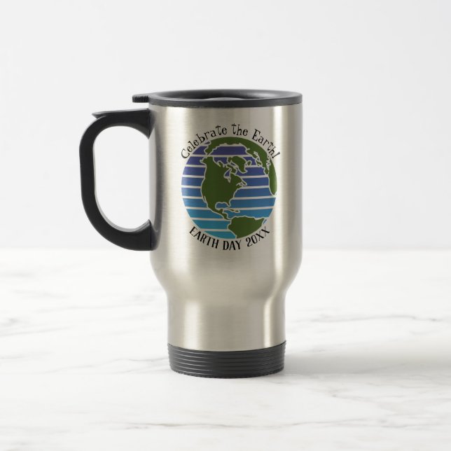 Mug De Voyage Jour des terres Blue Green Globe Carte Planète (Gauche)