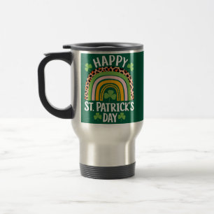 Mug De Voyage Joyeuse Fête Saint Patrick Arc-en-ciel Trèfle