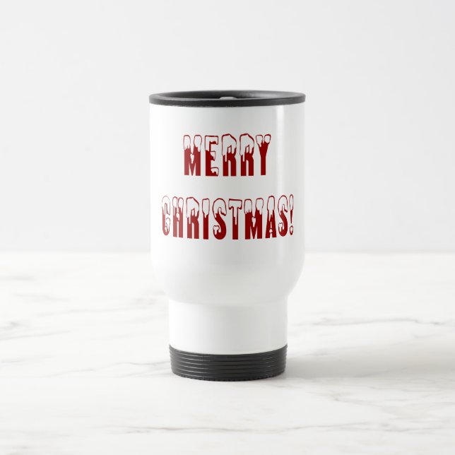 Mug De Voyage Joyeuses Polices de chapeau de neige de Noël (Centre)
