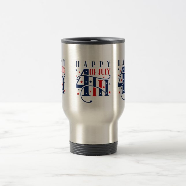 Mug De Voyage Joyeux 4 juillet rouge blanc et bleu (Centre)