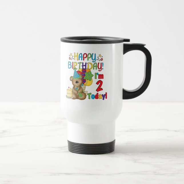 Mug De Voyage Joyeux anniversaire Teddy Bear 2e anniversaire (Droite)
