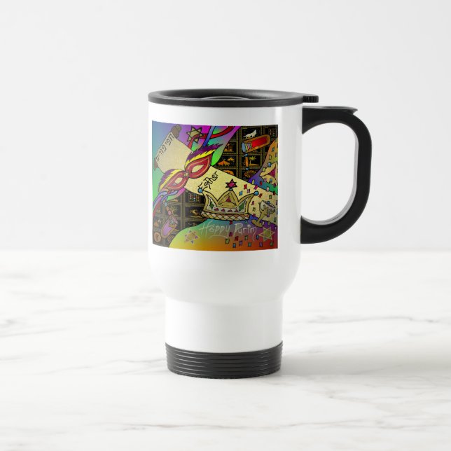 Mug De Voyage Judaica Joyeux Purim Juif Vêtements cadeaux (Droite)