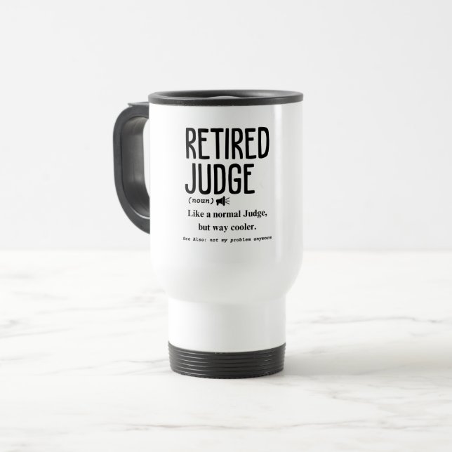 Mug De Voyage Juge à la retraite (Devant gauche)