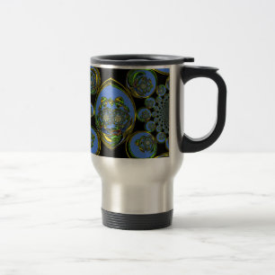 Mug De Voyage Kaleidoscope bleu et jaune Imprimer