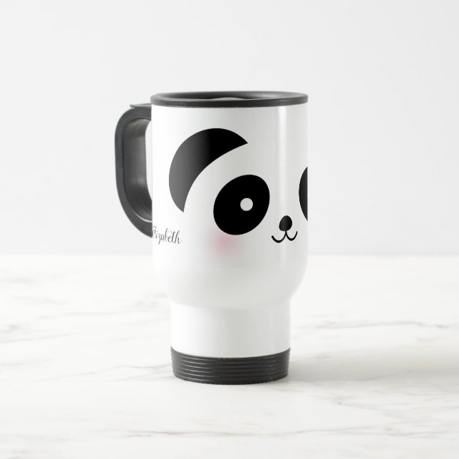 Mug De Voyage Kawaii Cute Cartographie Panda Bear Nom personnali (Devant gauche)