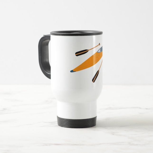 Mug De Voyage Kayak orange avec des aviron (Devant gauche)