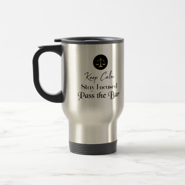 Mug De Voyage Keep calm. Restez Concentrés. Passez L'Examen Bar. (Gauche)