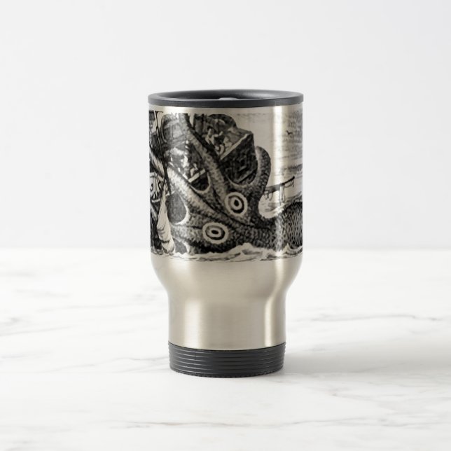 Mug De Voyage Kraken/poulpe Eatting un bateau de pirate, (Centre)